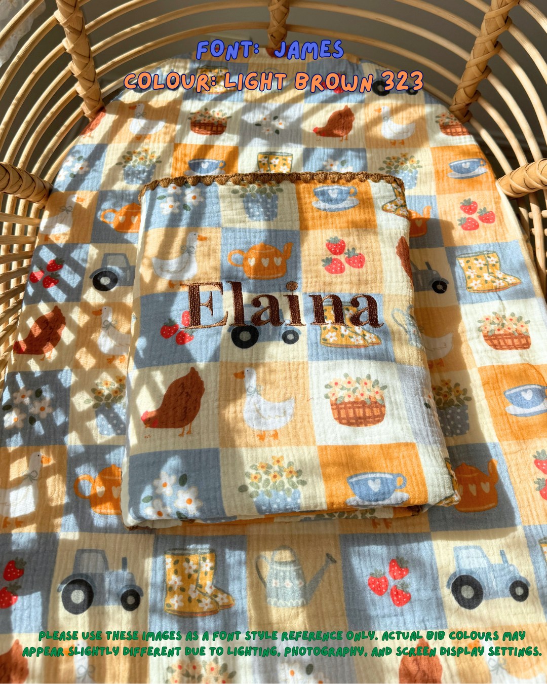 Reversible Organic Muslin Blanket - Bloom Barn/Brown Gingham
