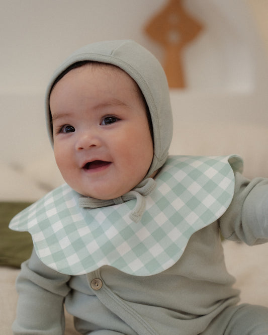 3- Layer Dribble Bib 3 - Green Gingham