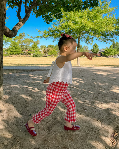 Tummy Comfort Gingham Flare Leggings - Red (PRE ORDER | 10 March)