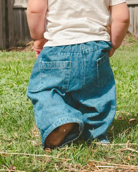 Daily Relaxed Denim Pants - Dark Blue