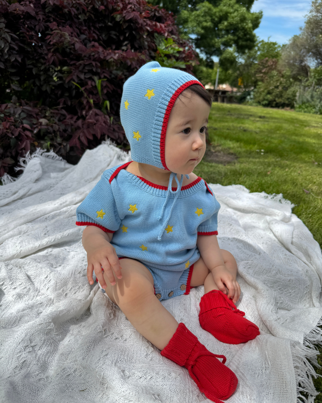 100% Cotton Knit Bonnet - Starry Pop
