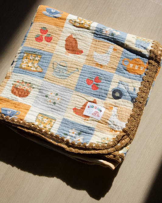 Organic Muslin Blanket - Bloom Barn/Brown Gingham (PRE ORDER | EARLY JUNE)