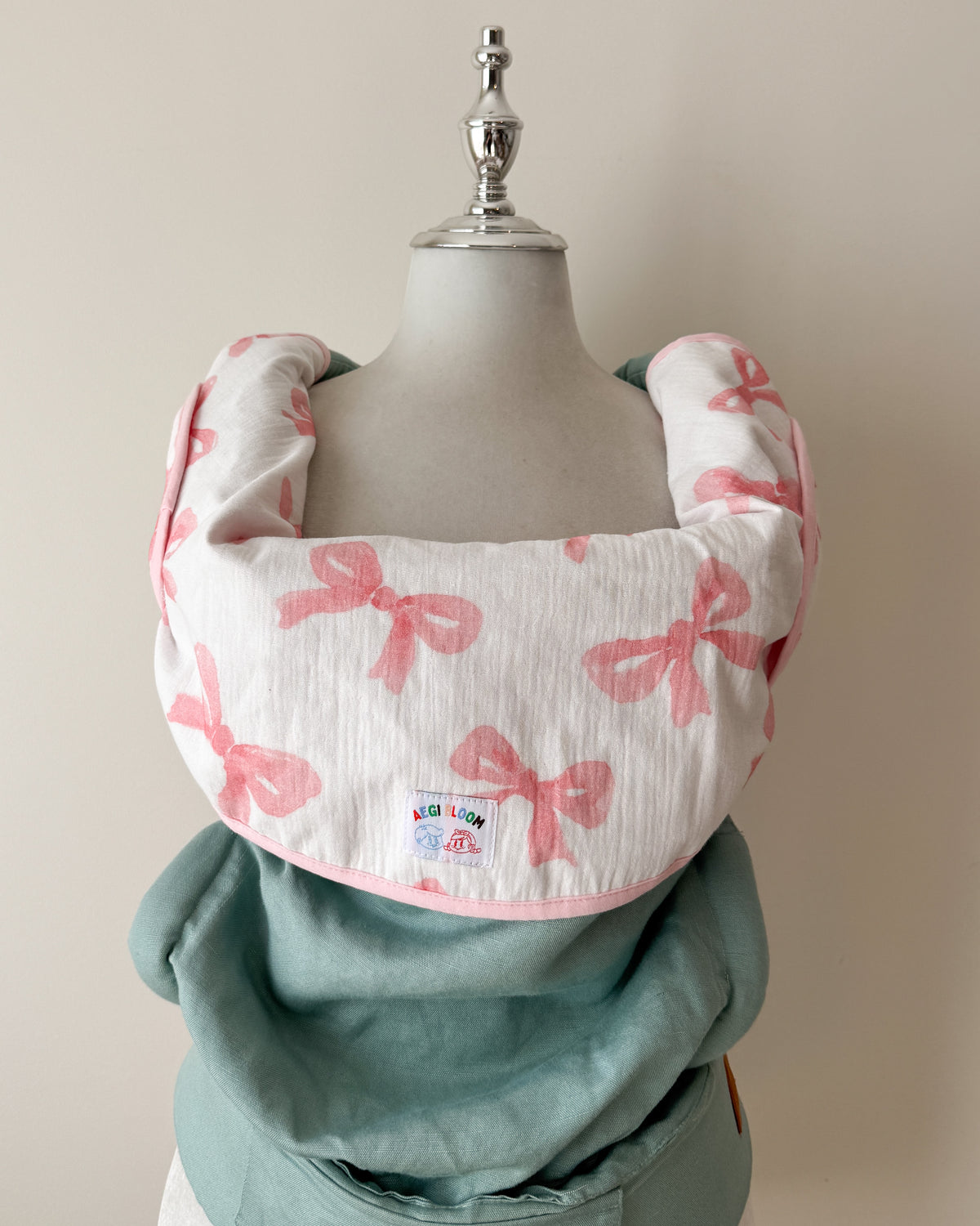 Reversible Organic Cotton baby Cover - Pink Bows