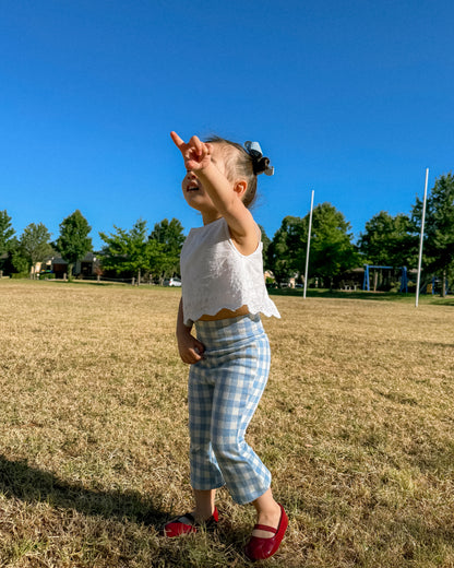 Tummy Comfort Gingham Flare Leggings - Blue (PRE ORDER | 10 March)