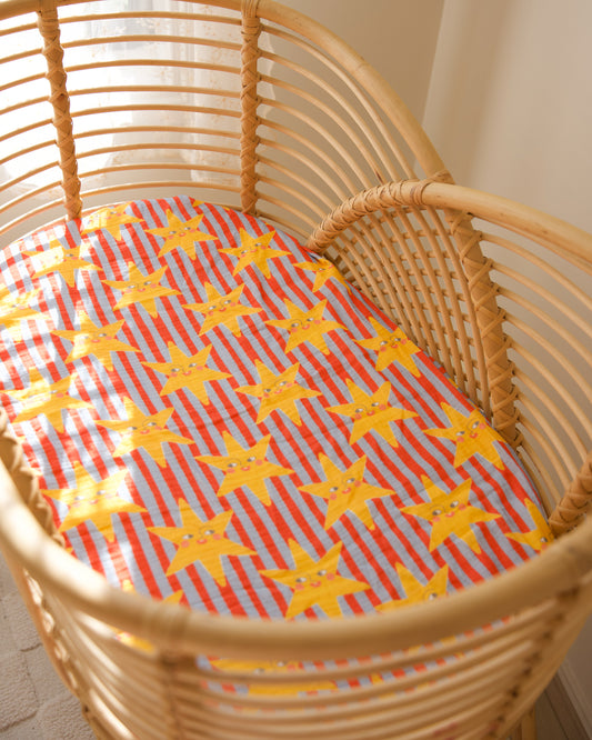 Organic Muslin Fitted Sheet - Lucky Stars