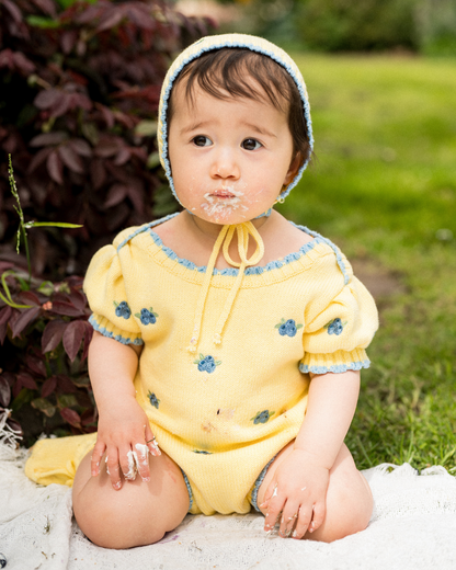 Knit Romper - Blueberry Custard