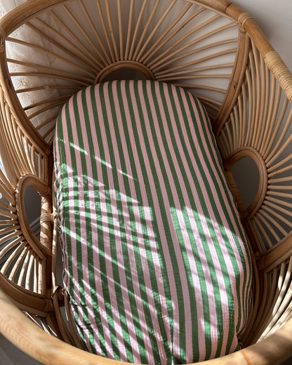 Organic Muslin Fitted Sheet - Strawberry Matcha