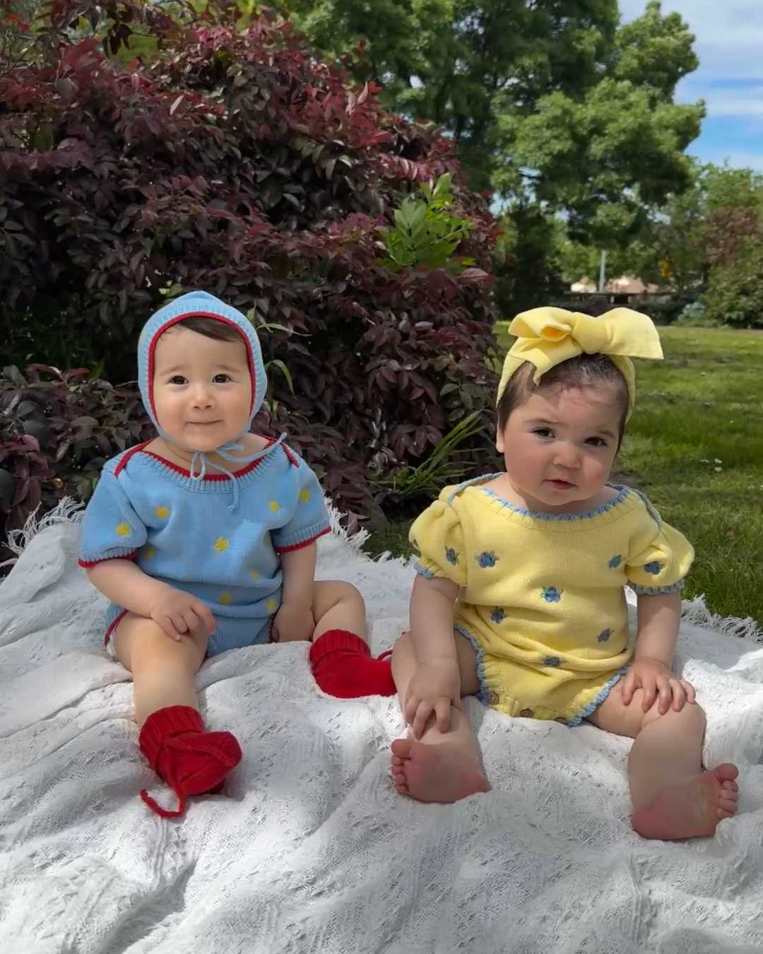 Knit Romper - Blueberry Custard