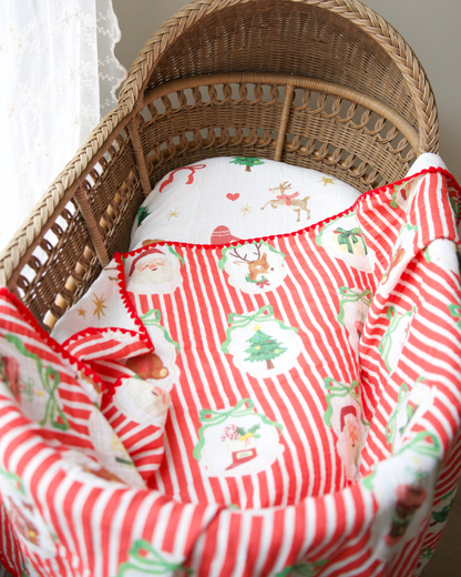 Reversible Organic Muslin Blanket - Dear Santa (Red)