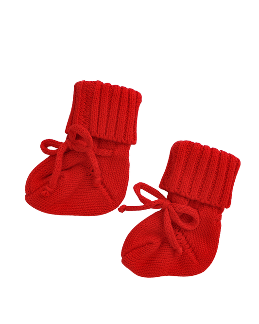 100% Cotton Knit Booties - Red