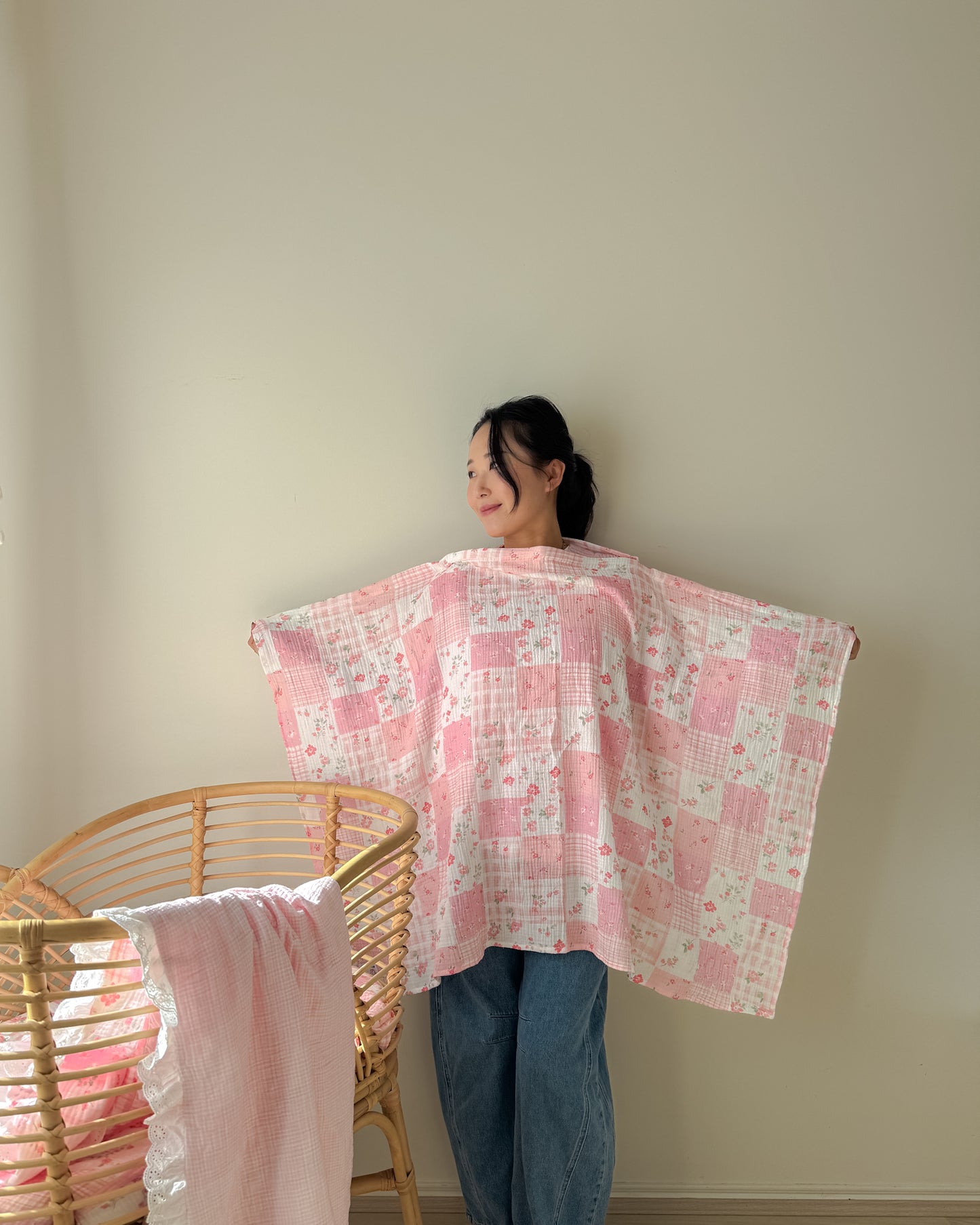 Organic Muslin Nursing Cover - Blush Garden