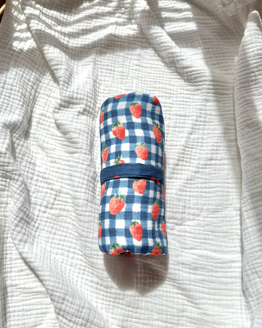 Reversible Organic Muslin Waterproof Changing Mat - Berry Picnic