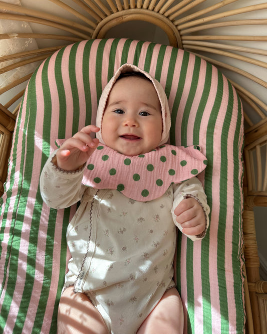 Organic Muslin Fitted Sheet - Strawberry Matcha