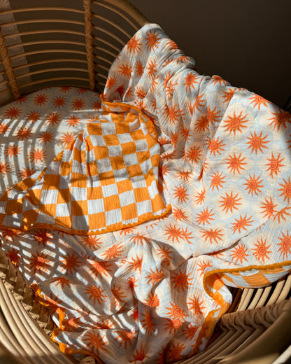 Reversible Organic Muslin Blanket - Sunny Side
