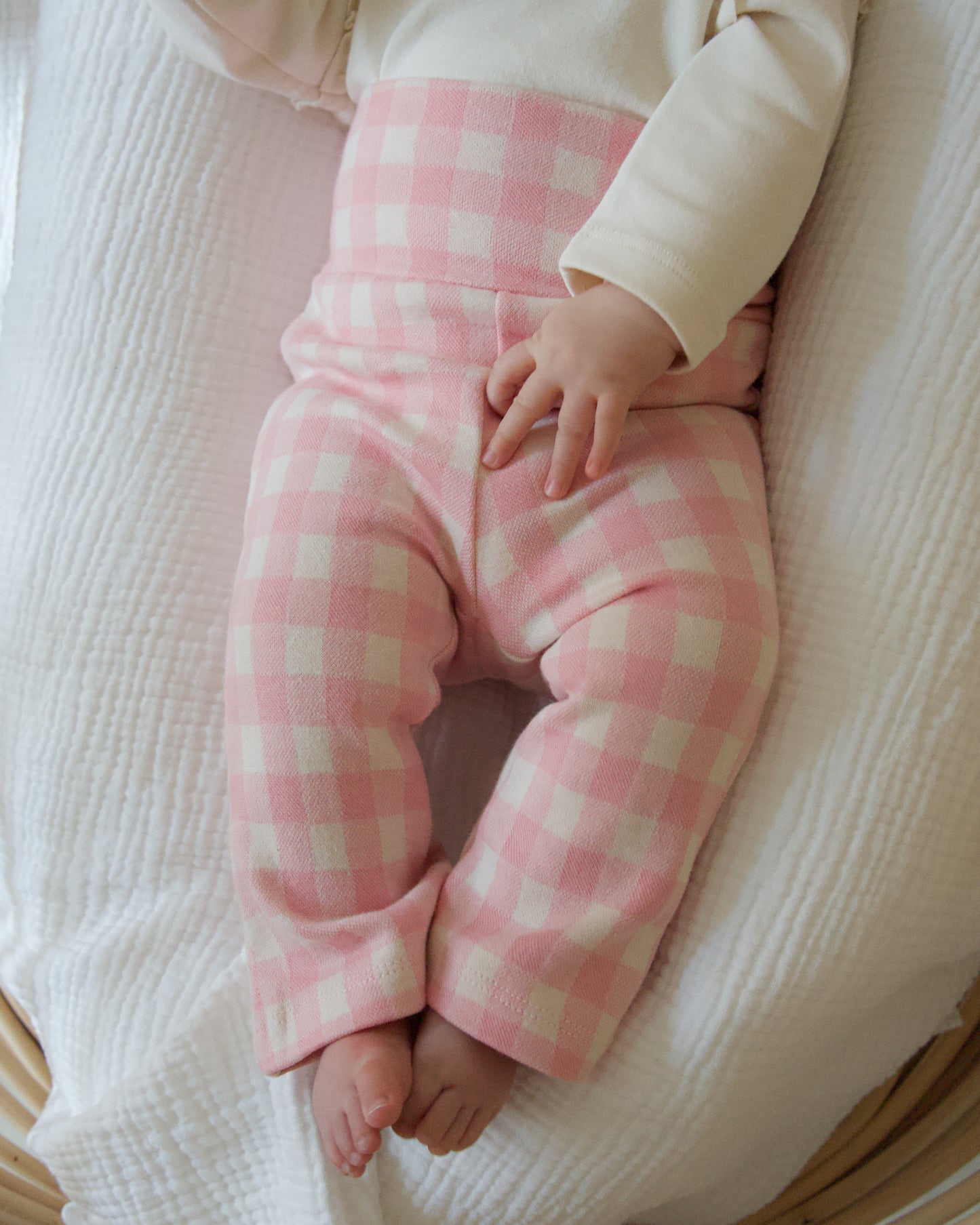 Tummy Comfort Gingham Flare Leggings - Pink