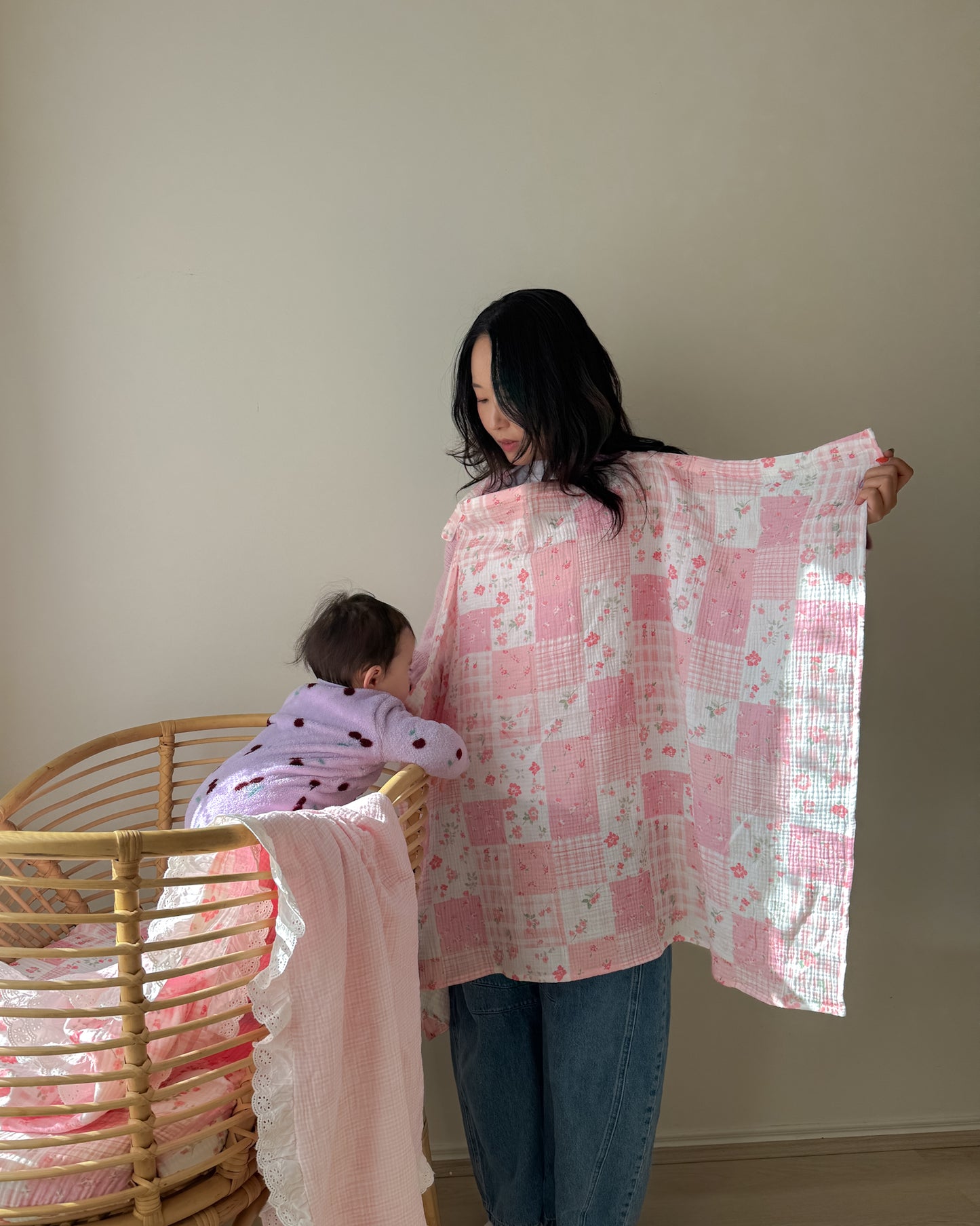 Organic Muslin Nursing Cover - Blush Garden