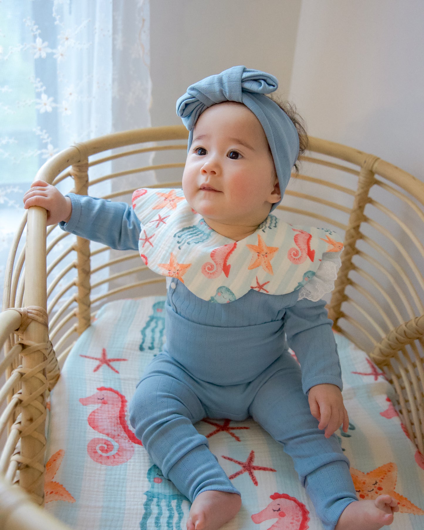 Organic Muslin 7-Layer Dribble Bib - Sea Club