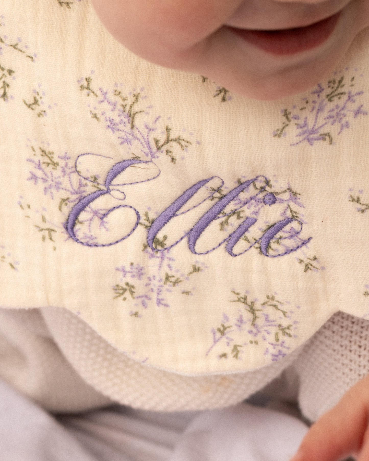 Organic Muslin 5-Layer Dribble Bib - Lavender Field