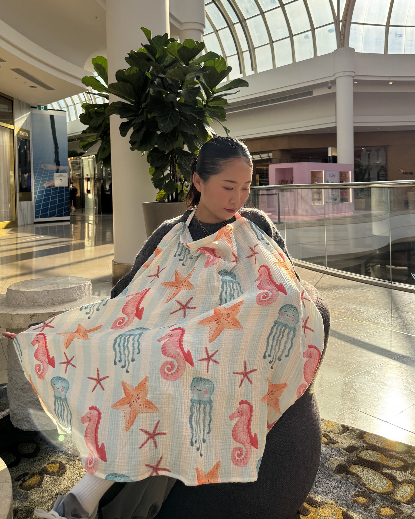 Organic Muslin Nursing Cover - Sea Club