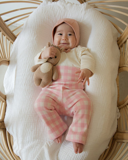 Tummy Comfort Gingham Flare Leggings - Pink