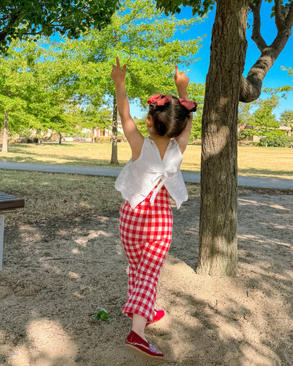 Tummy Comfort Gingham Flare Leggings - Red (PRE ORDER | 10 March)
