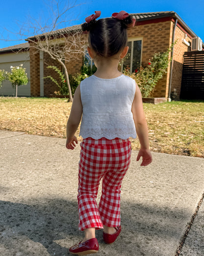 Tummy Comfort Gingham Flare Leggings - Red (PRE ORDER | 10 March)