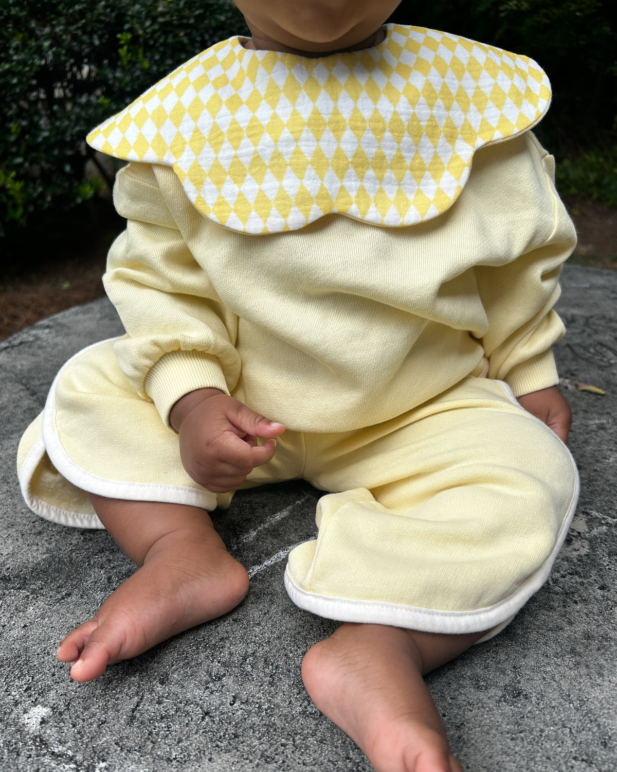 Reversible Organic Muslin Waterproof Bib - Sunny Lattice