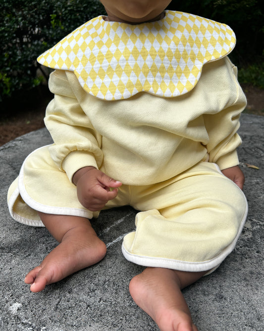 Organic Muslin 7-Layer Dribble Bib - Sunny Lattice