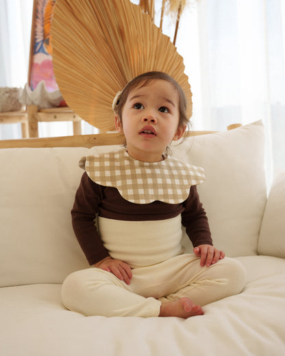 3- Layer Dribble Bib 3 - Brown Gingham
