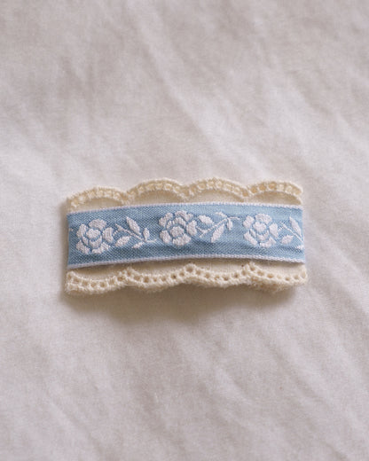Vintage Lace Bow 4pc Clip Set - Blue