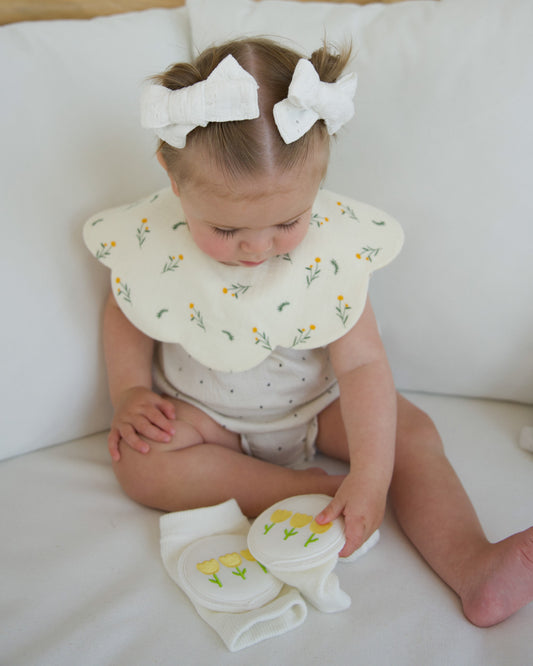 Organic Muslin 7-Layer Dribble Bib - Yellow Florals