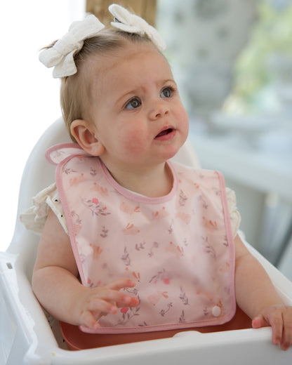 Food Catcher Bib - Pink Bunnies