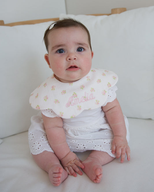 Organic Muslin 7-Layer Dribble Bib - Pink Rosy