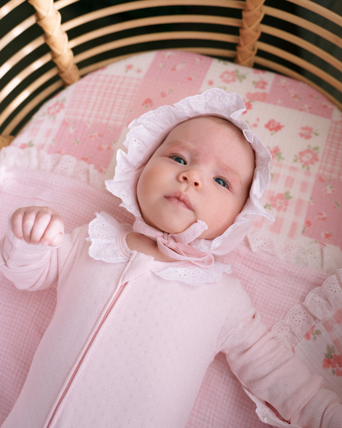 Aegi Frill Zip Growsuit - Blush Pointelle