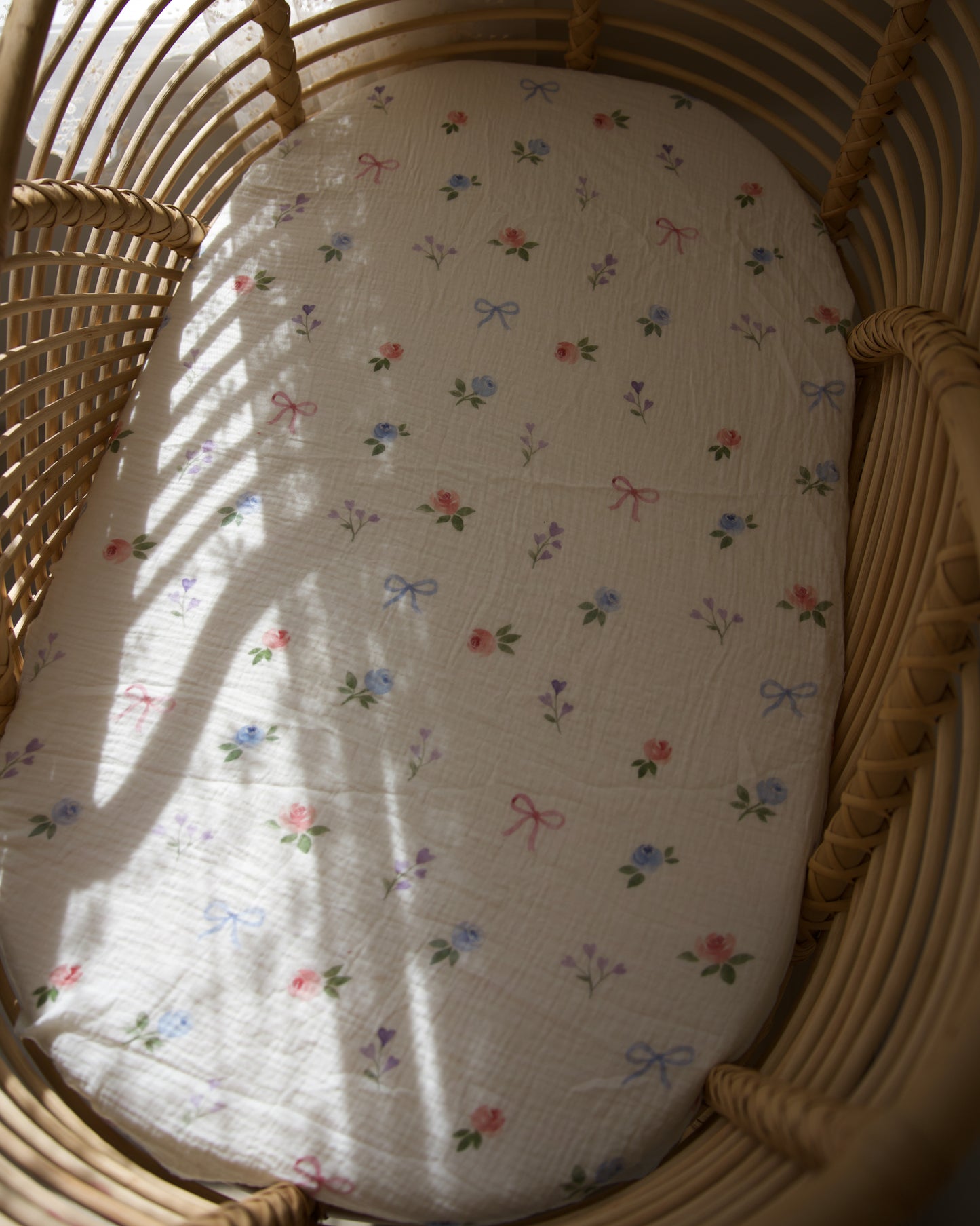 Organic Muslin Fitted Sheet - Bow & Bloom