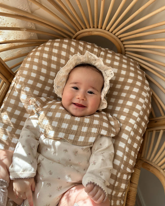 Organic Muslin Fitted Sheet - Brown Gingham