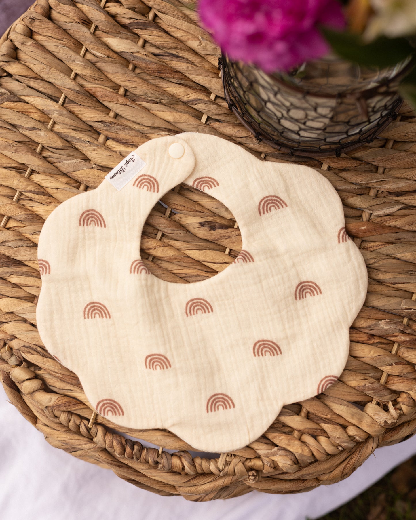 Organic Muslin 5-Layer Dribble Bib - Terracotta Rainbow
