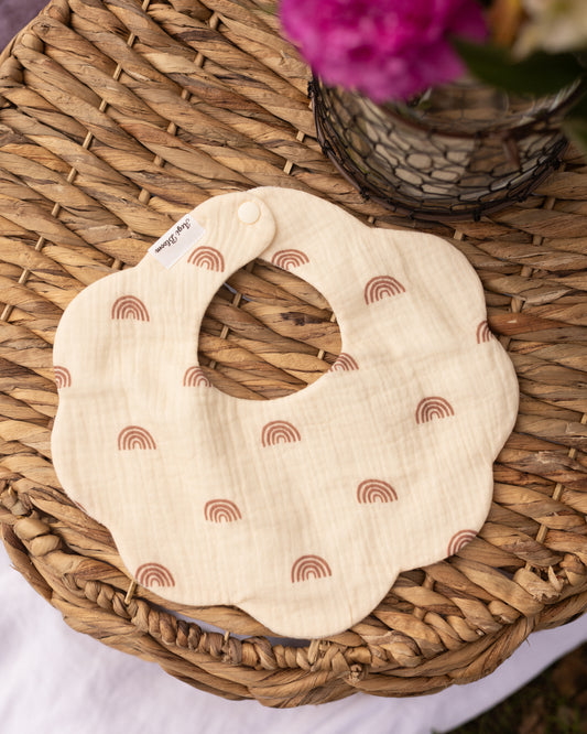 Organic Muslin 5-Layer Dribble Bib - Terracotta Rainbow