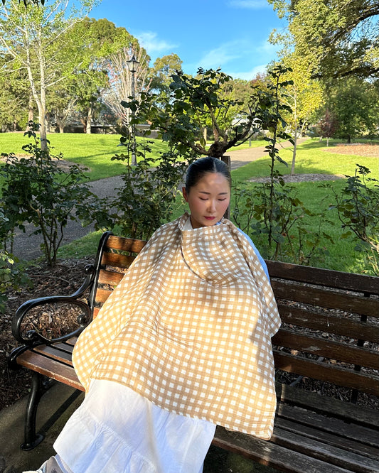 Organic Muslin Nursing Cover - Brown Gingham