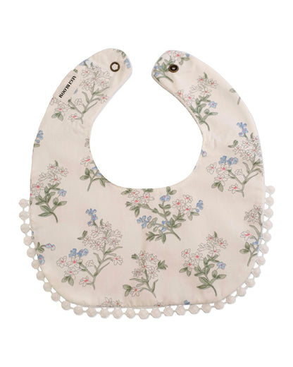 3-Layer Lace Bib - Blue/White Florals