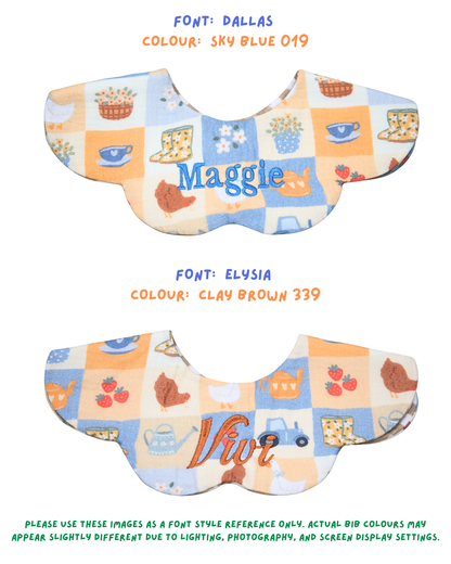 Organic Muslin 7-Layer Dribble Bib - Bloom Barn/Brown Gingham