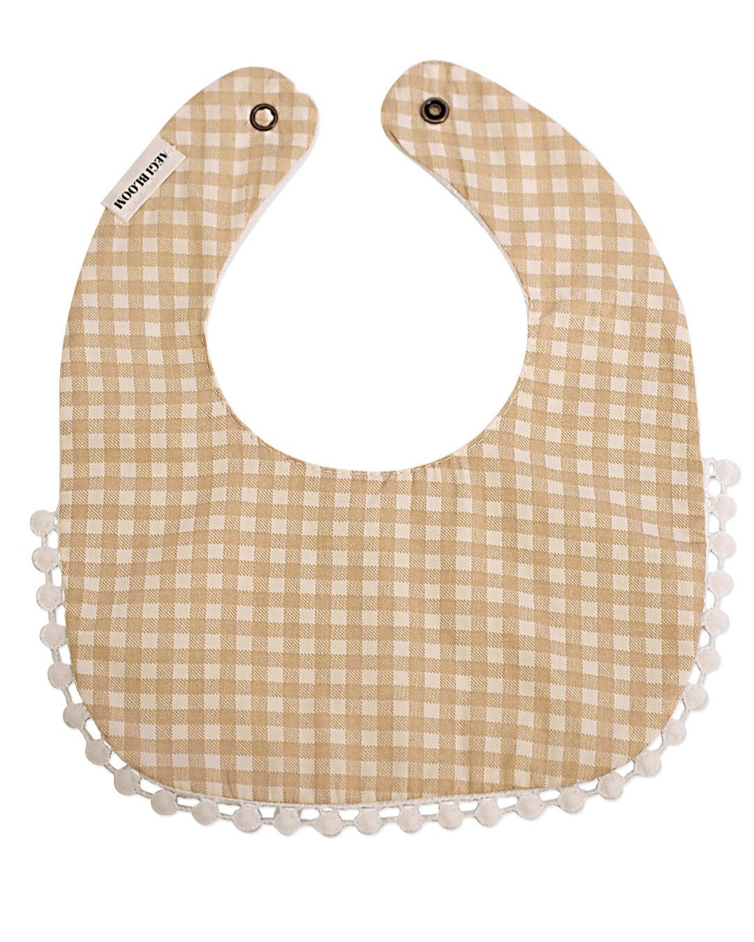 3-Layer Lace Bib - Brown Gingham