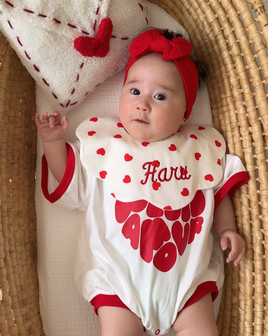 5-Layer Dribble Bib - Red Hearts