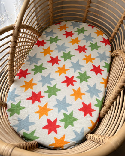 Organic Muslin Fitted Sheet - Star Confetti