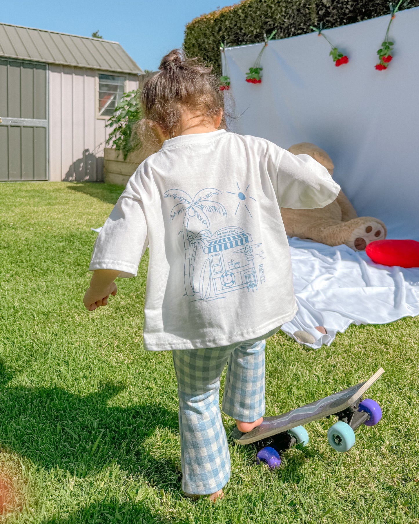 Tummy Comfort Gingham Flare Leggings - Blue (PRE ORDER | 10 March)