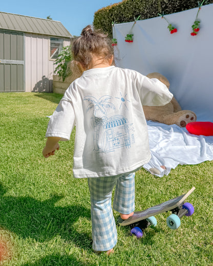 Tummy Comfort Gingham Flare Leggings - Blue (PRE ORDER | 10 March)