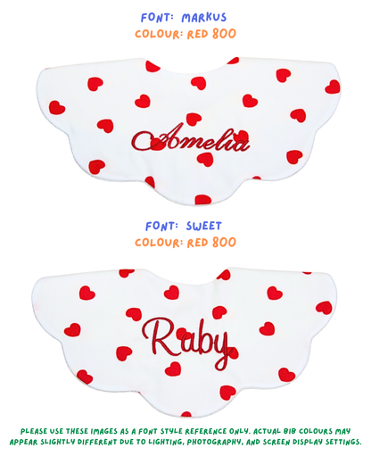 5-Layer Dribble Bib - Red Hearts