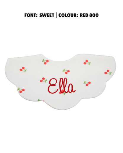 Organic Muslin 5-Layer Dribble Bib - White Cherries