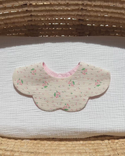 Organic Muslin 7-Layer Dribble Bib - Pink Florals