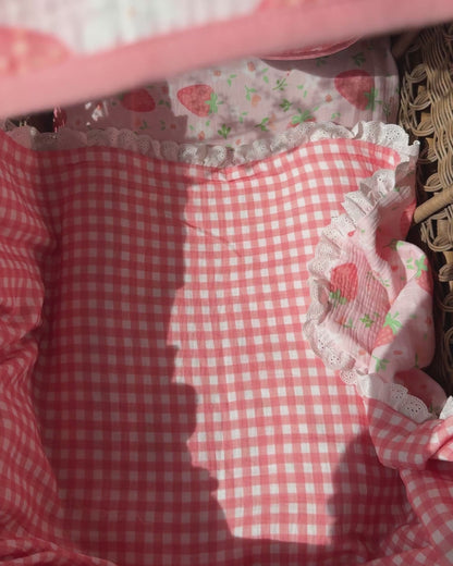 Reversible Organic Muslin Waterproof Changing Mat - Strawberry Garden
